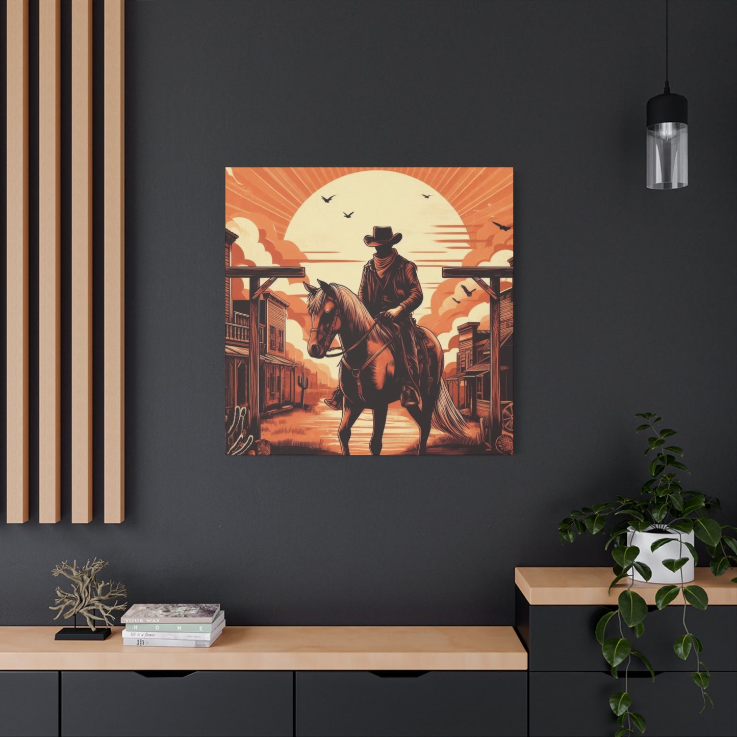 Cowboy Posing At Sunset Wall Art & Canvas Prints