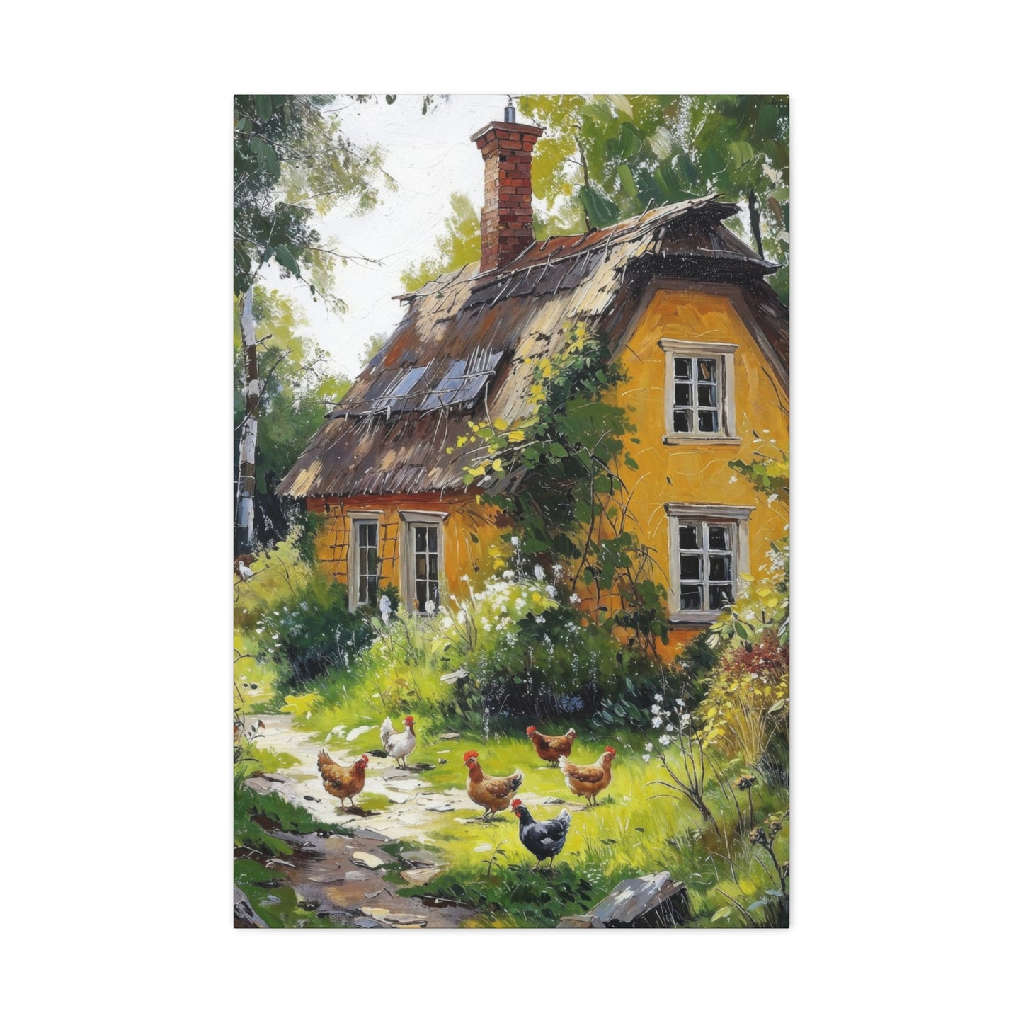Hens Pecking Countryside Wall Art & Canvas Prints