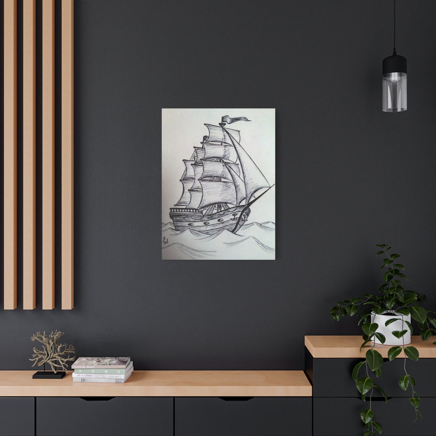 Ship Sailing Drawing Wall Art & Canvas Prints