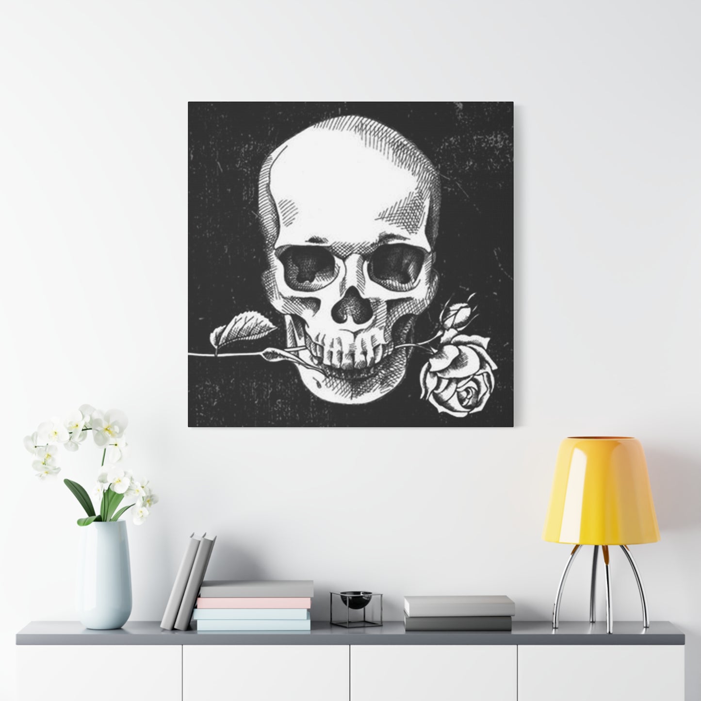Rose In Skull Mouth Wall Art & Canvas Prints