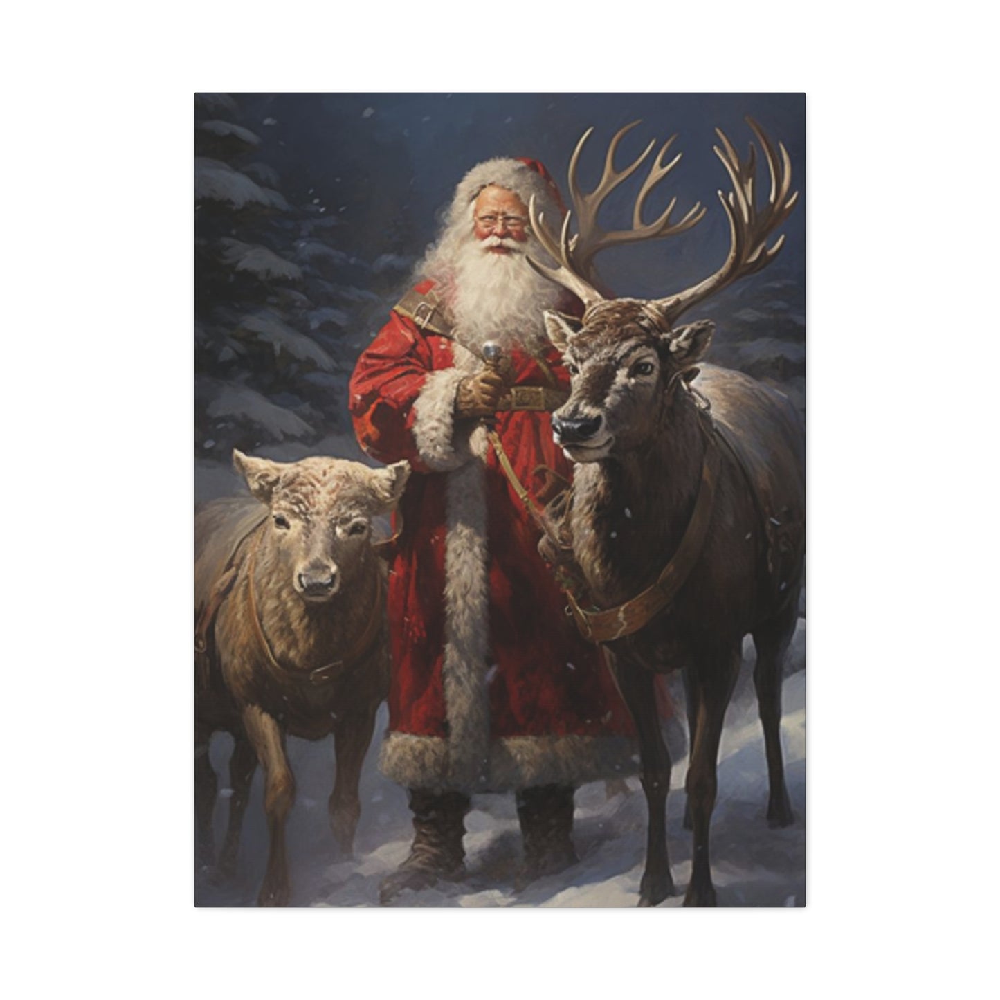 Santa Claus And Reindeer Wall Art & Canvas Prints
