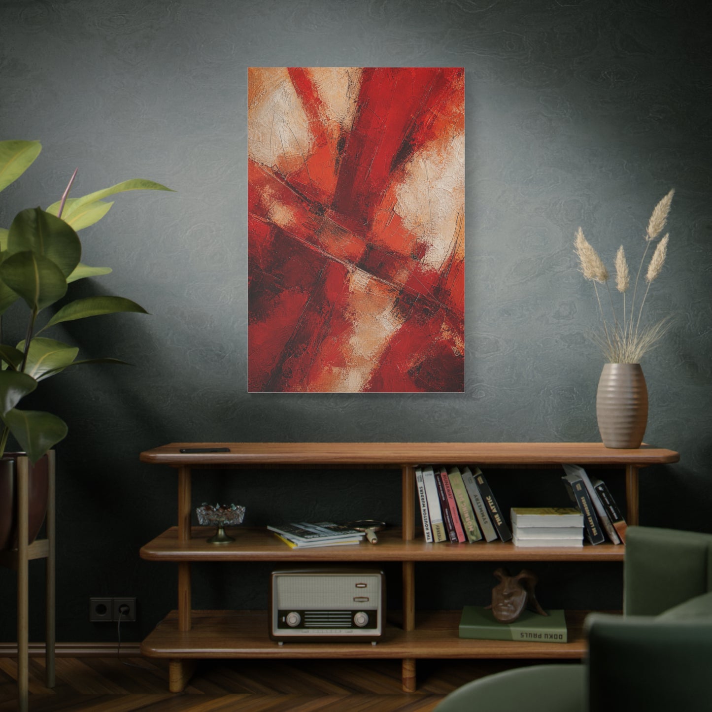 Textured Red Cross Pattern Abstraction Wall Art & Canvas Print