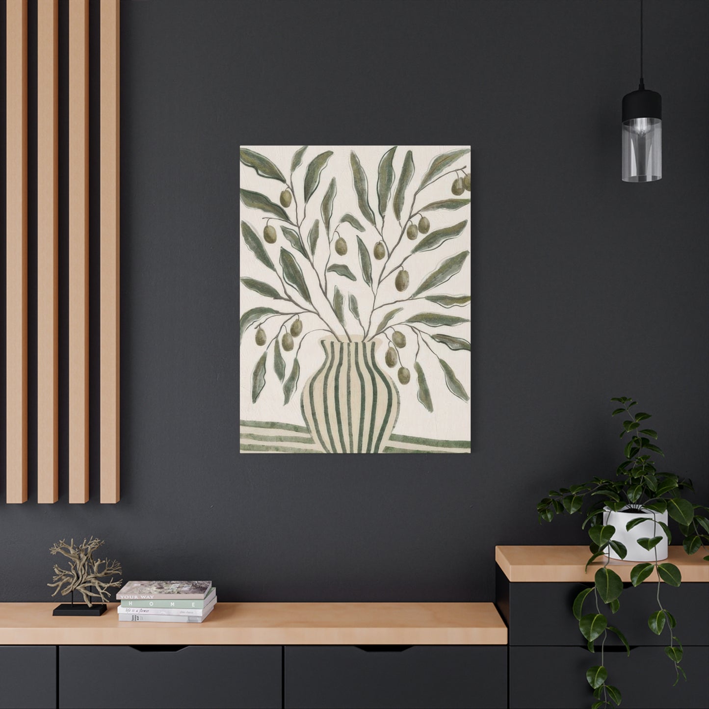 Green Striped Vase Wall Art & Canvas Prints