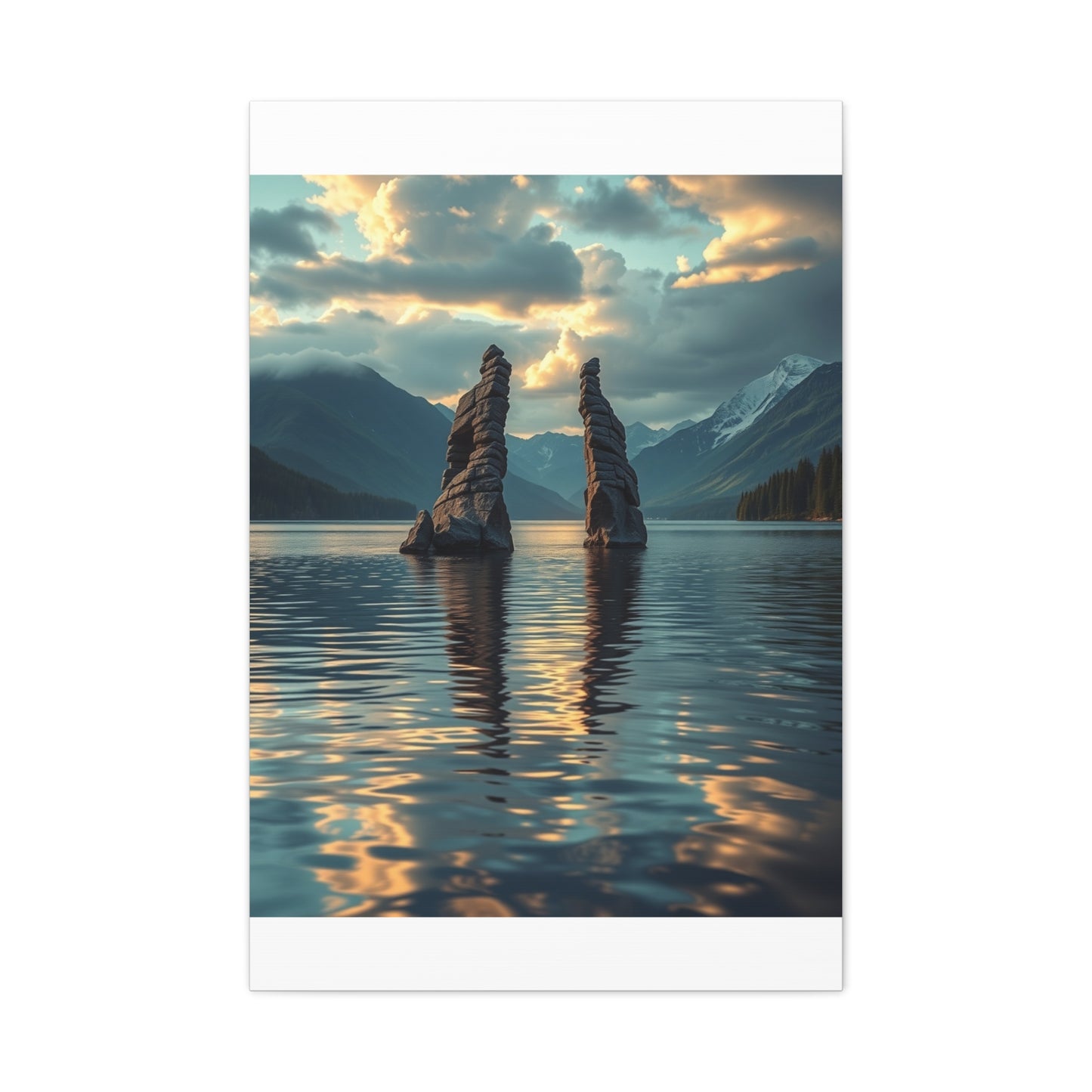 Premium Lake Canvas Print: Tranquil Waters Wall Decor