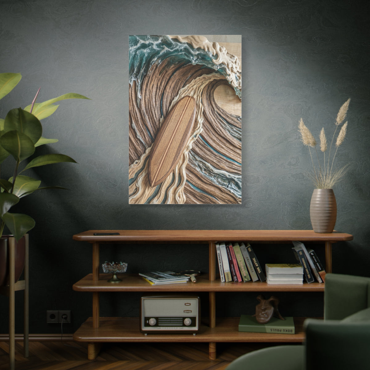 Surfboard Carved Barrel Wave Perspective Wall Art & Canvas Print