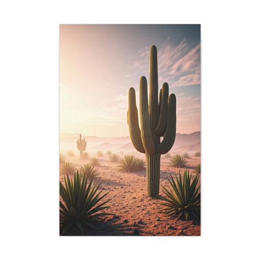 Desert Saguaro at Pastel Sunrise Wall Art & Canvas Prints