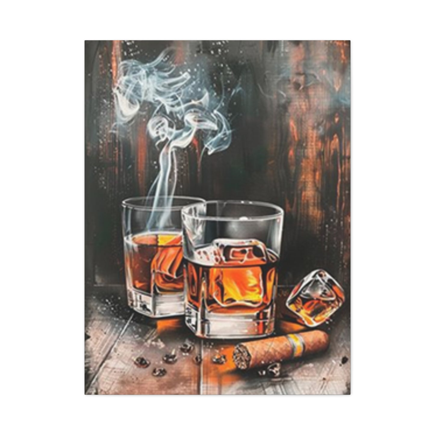 Whiskey And Cigar Painting Wall Art & Canvas Prints