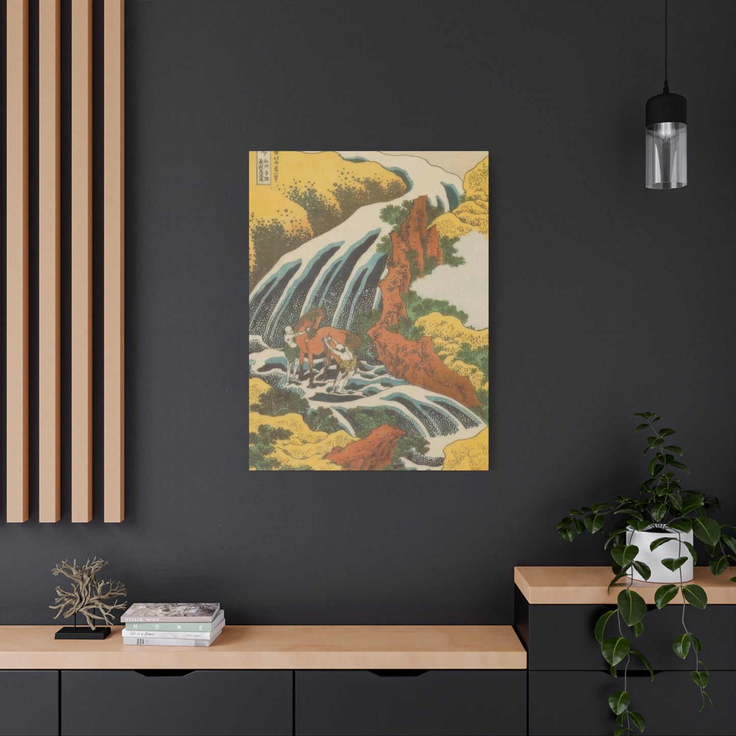 Katsushika Hokusai Waterfall Where Yoshitsune Washed His Horse At Yoshino In Yamato Province Wall Art & Canvas Prints