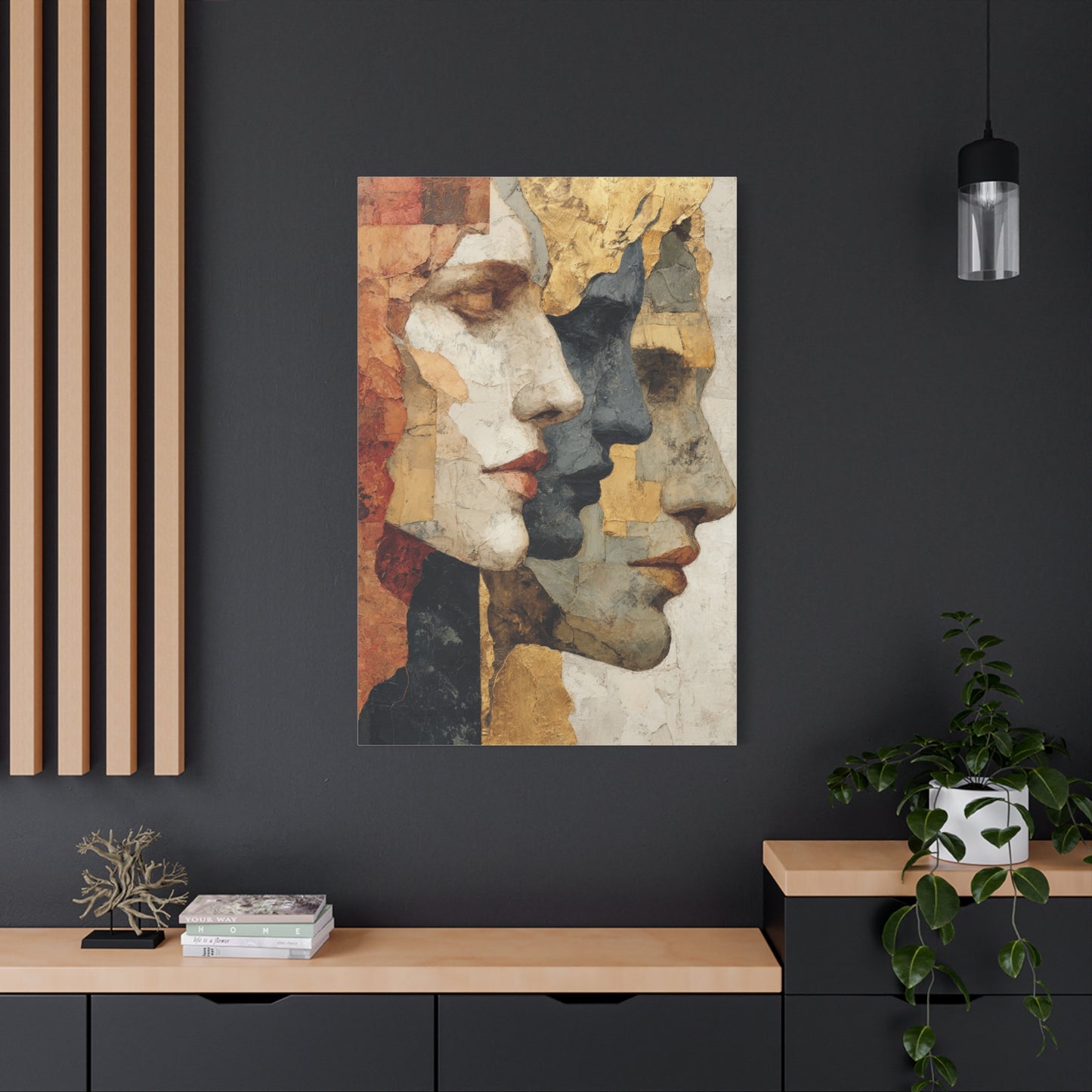 Multi Profile Textured Faces Composition Wall Art & Canvas Print