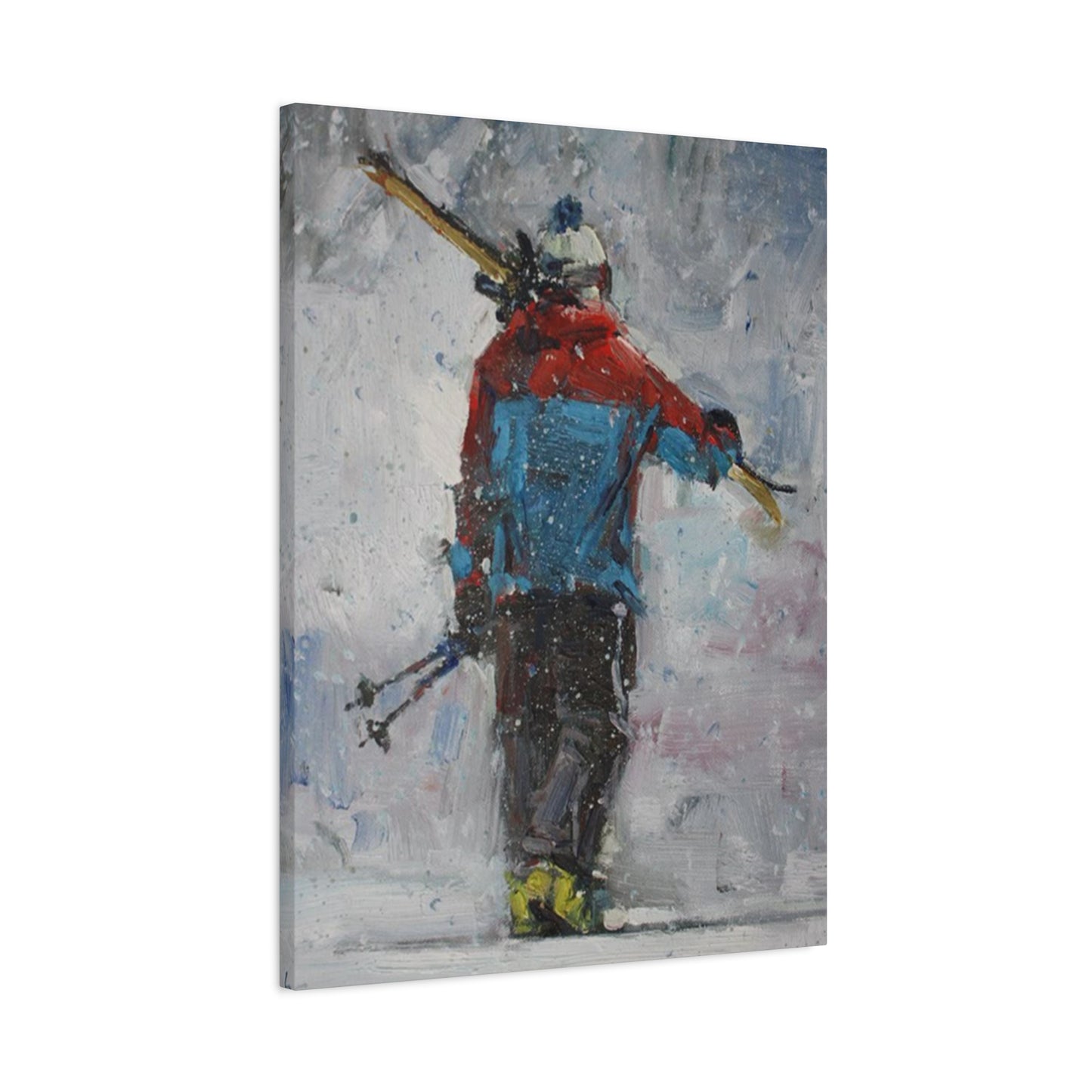 Skier With Ski Board Wall Art & Canvas Prints