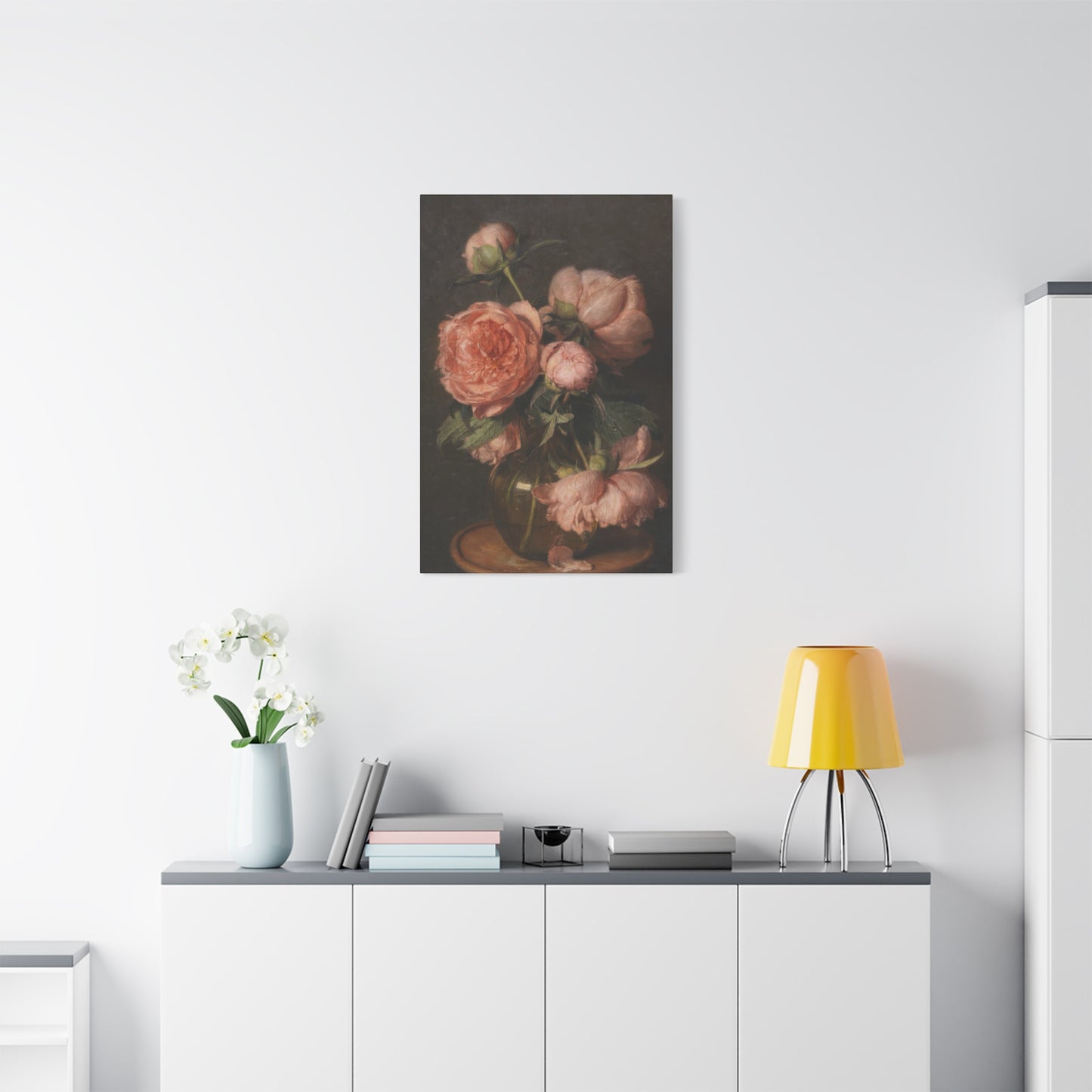 Pink Flower Vase Dark Academia Wall Art & Canvas Prints