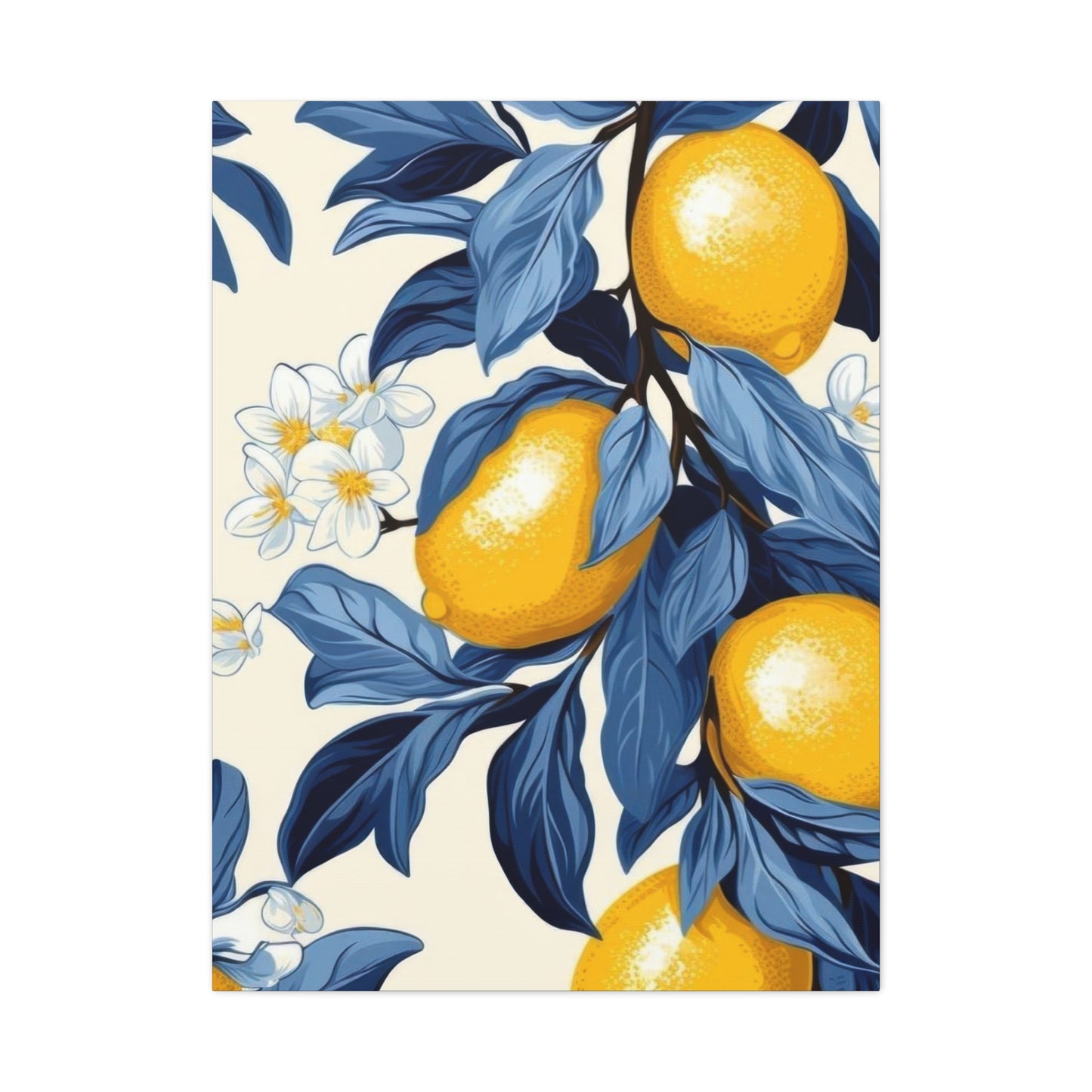 Lemon Blue Leaves Wall Art & Canvas Prints
