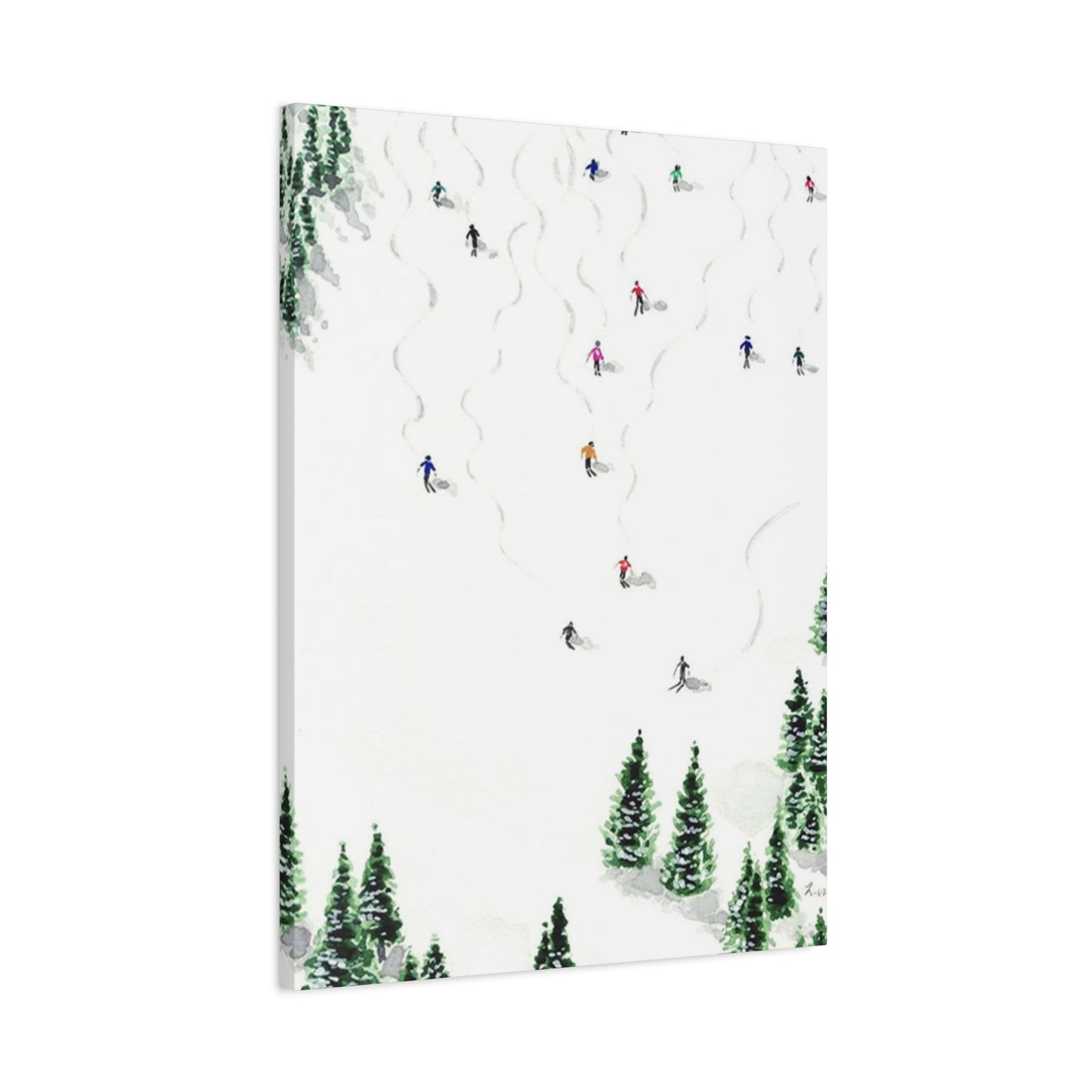 Skiing With Pine Trees Wall Art & Canvas Prints