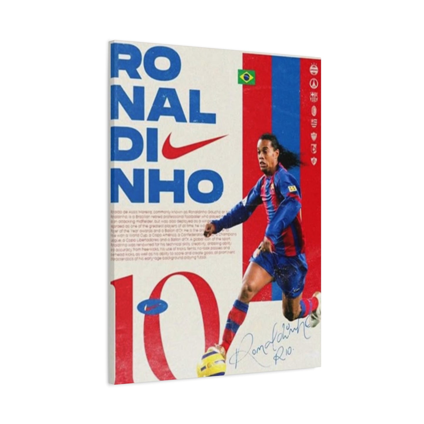 Ronaldinho Playing Soccer Poster Wall Art & Canvas Prints