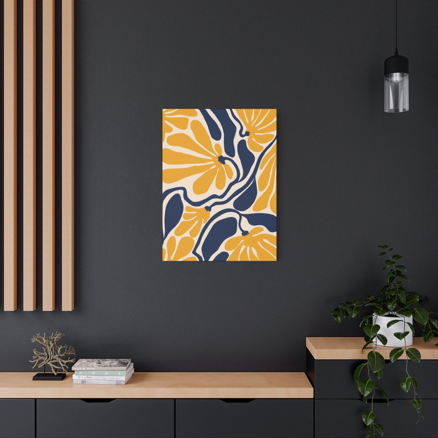 Blue Yellow Flower Abstract Colorful Wall Art & Canvas Prints
