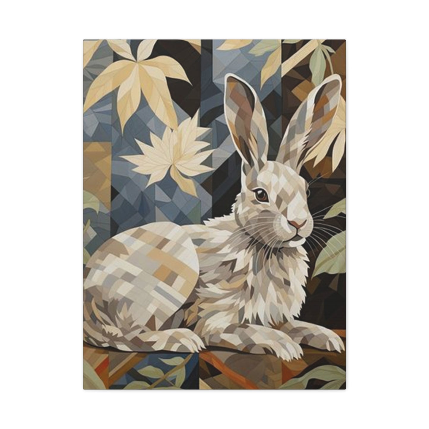 White Abstract Rabbit Painting Wall Art & Canvas Prints