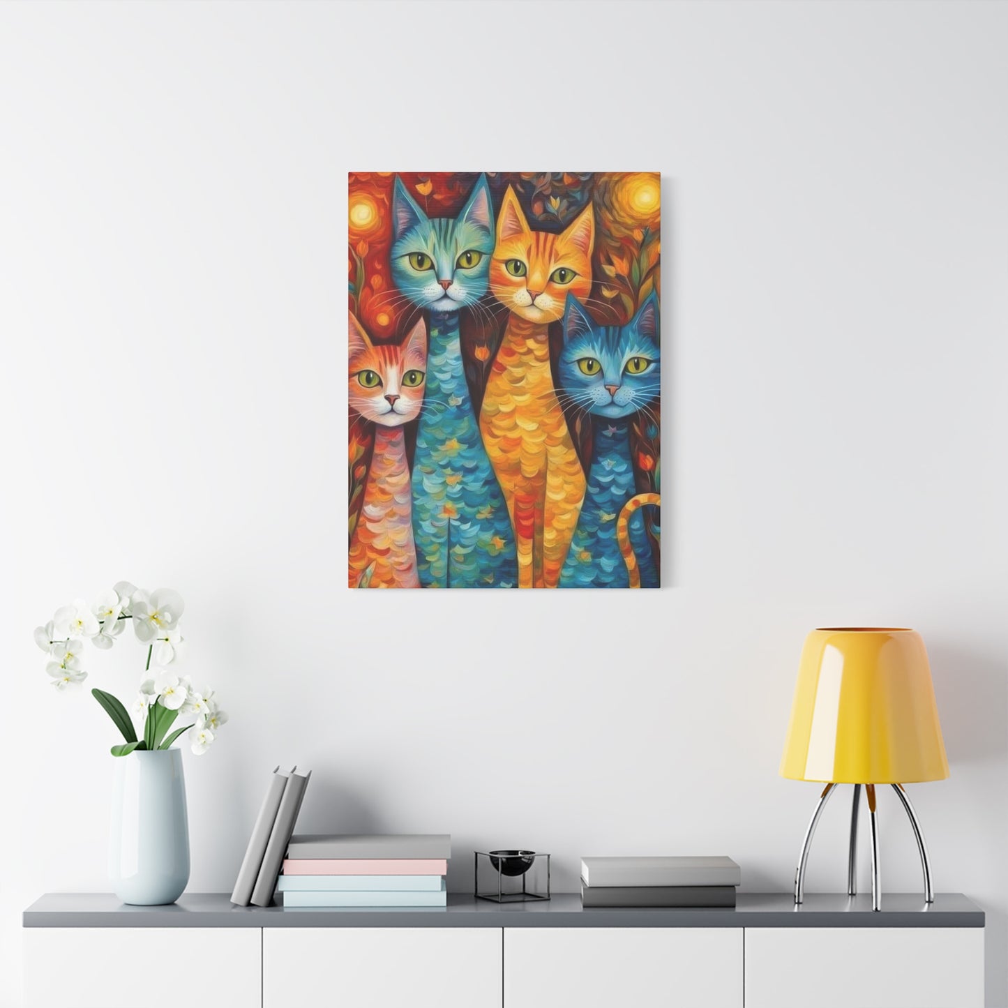 Cat Family Colorglow Wall Art & Canvas Prints