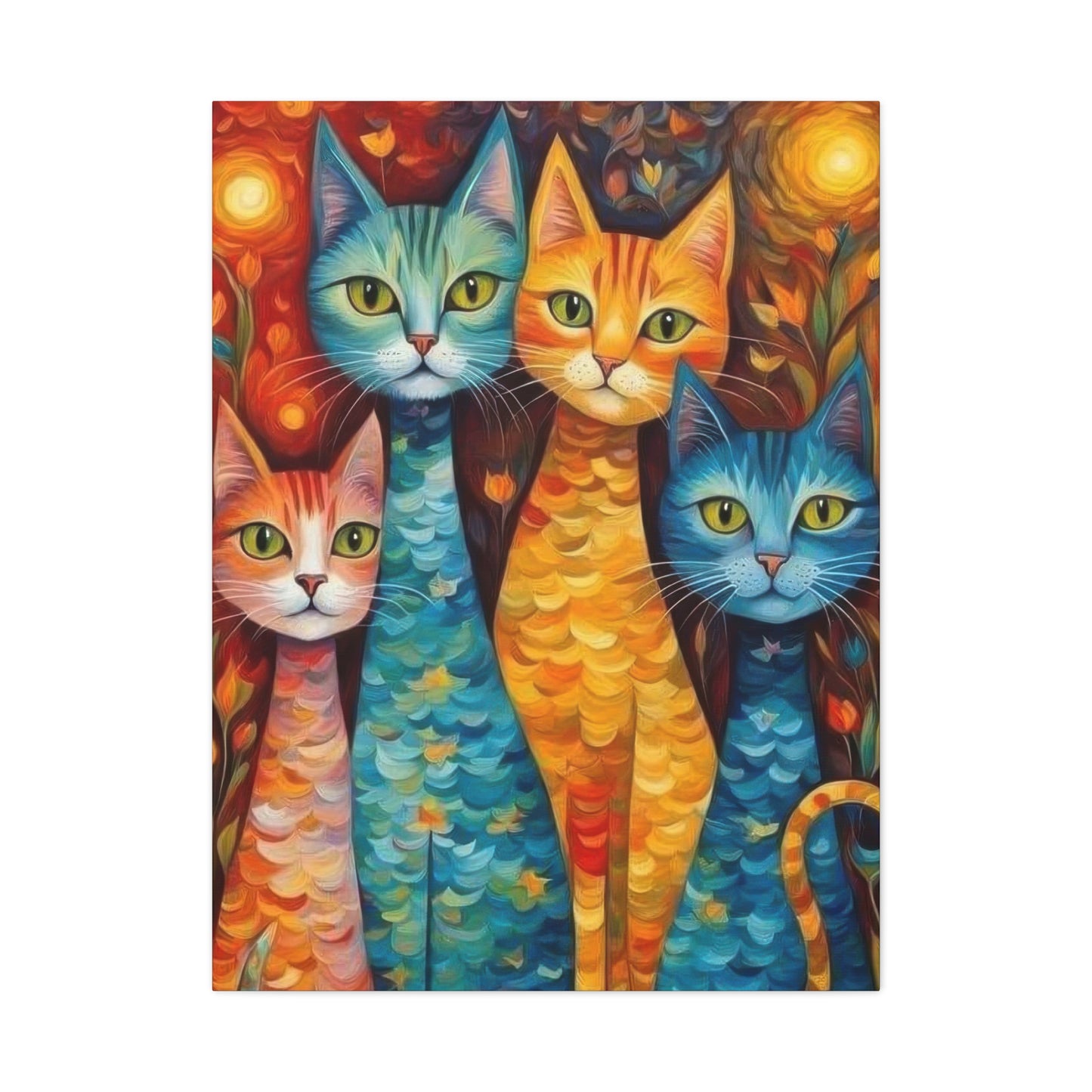 Cat Family Colorglow Wall Art & Canvas Prints