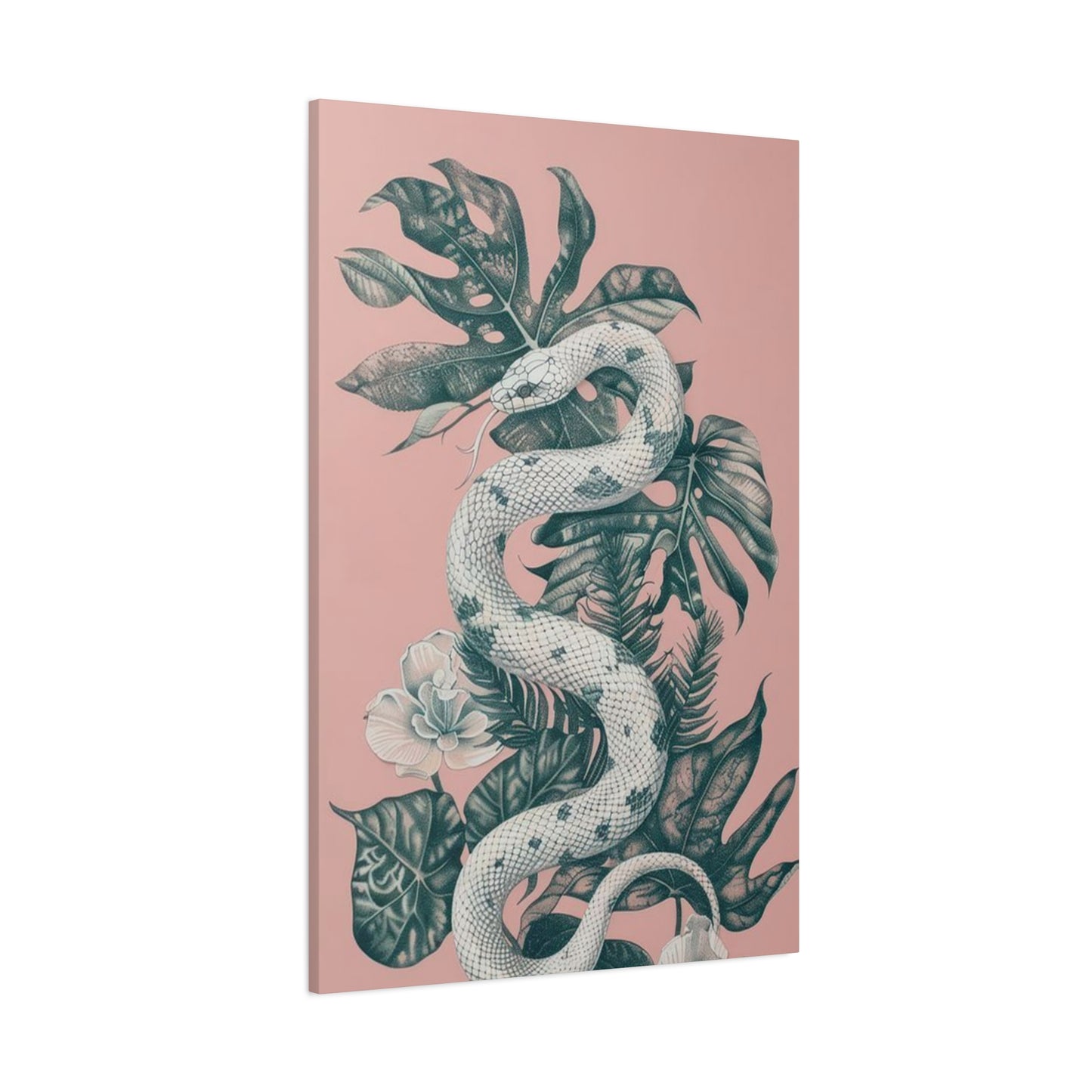 White Snake On Leaves Wall Art & Canvas Prints