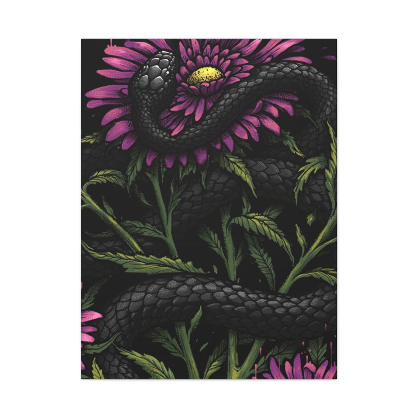 Black Snake On Flower Wall Art & Canvas Prints