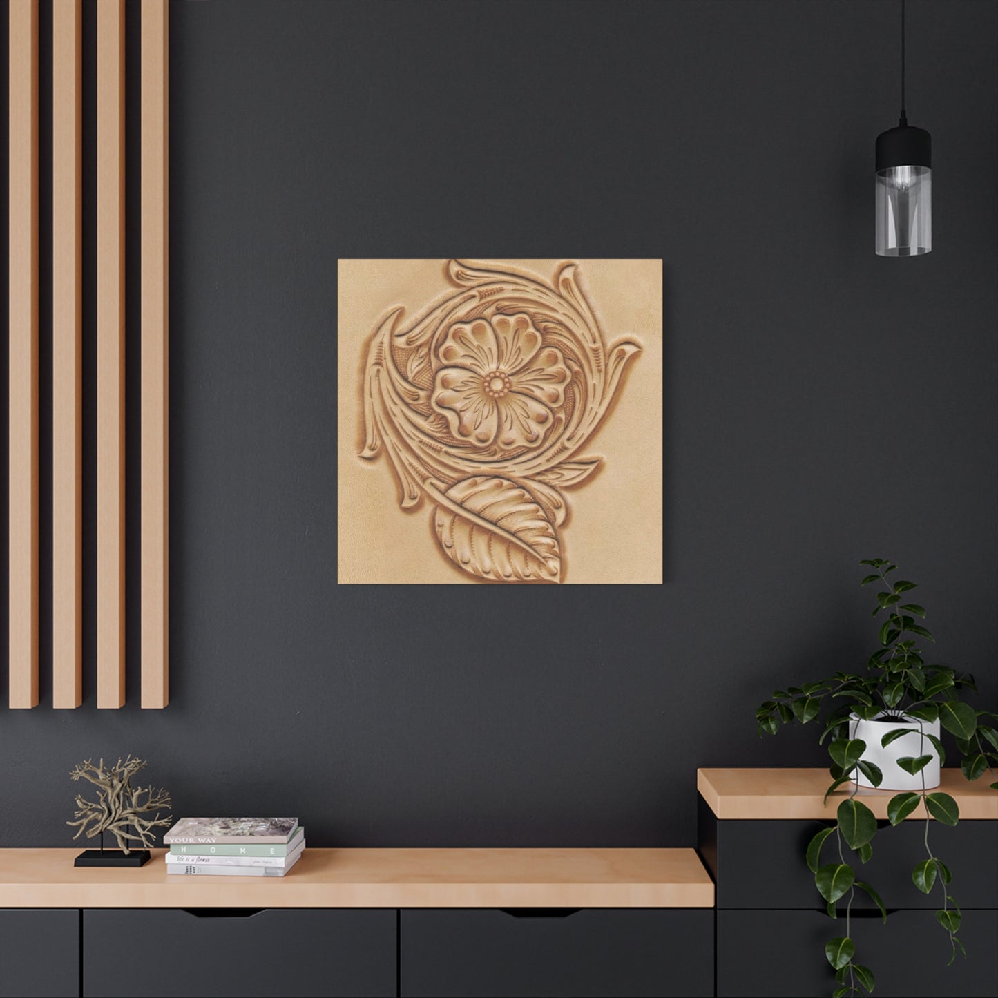 Flower On Leather Wall Art & Canvas Prints
