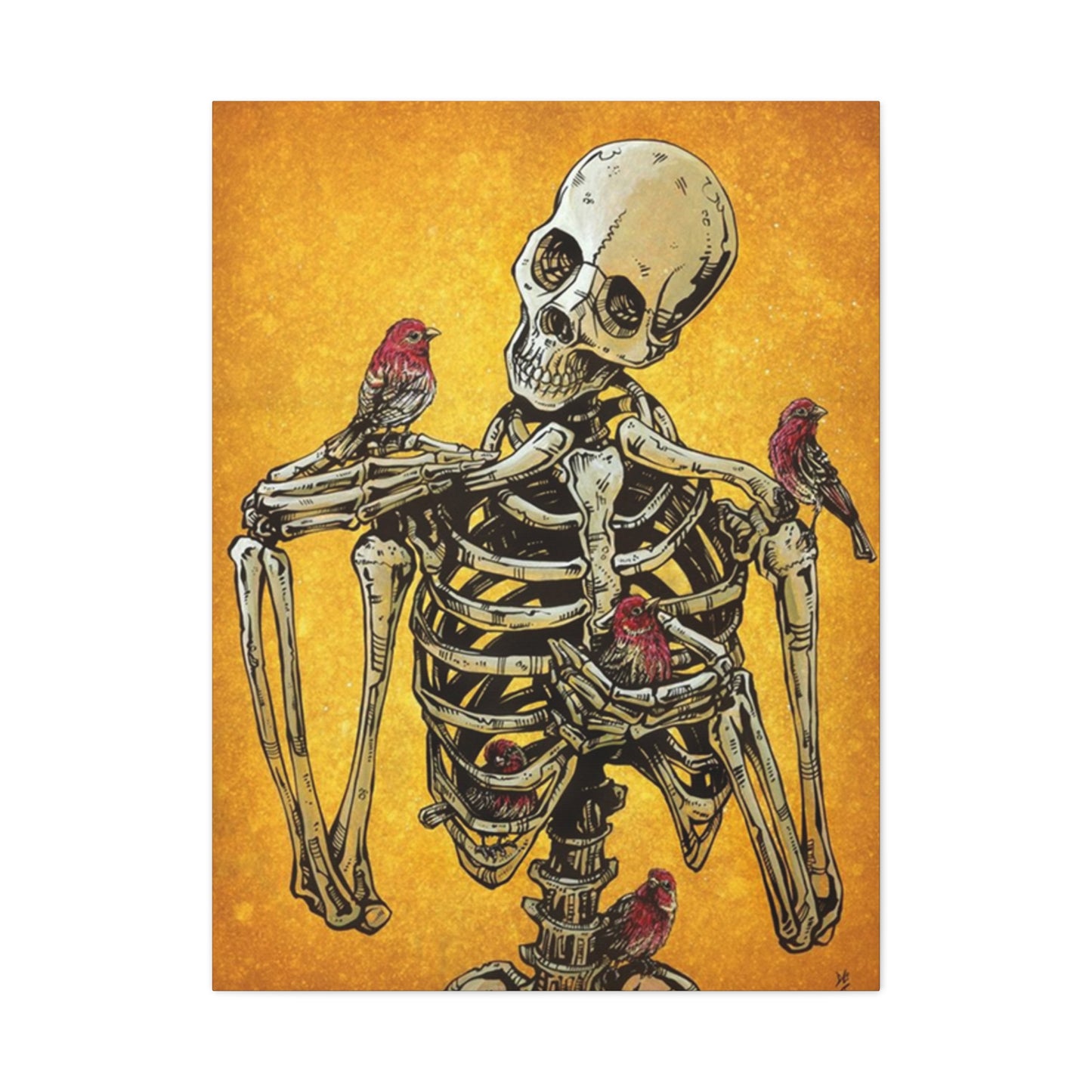 Bird On Skeleton Wall Art & Canvas Prints