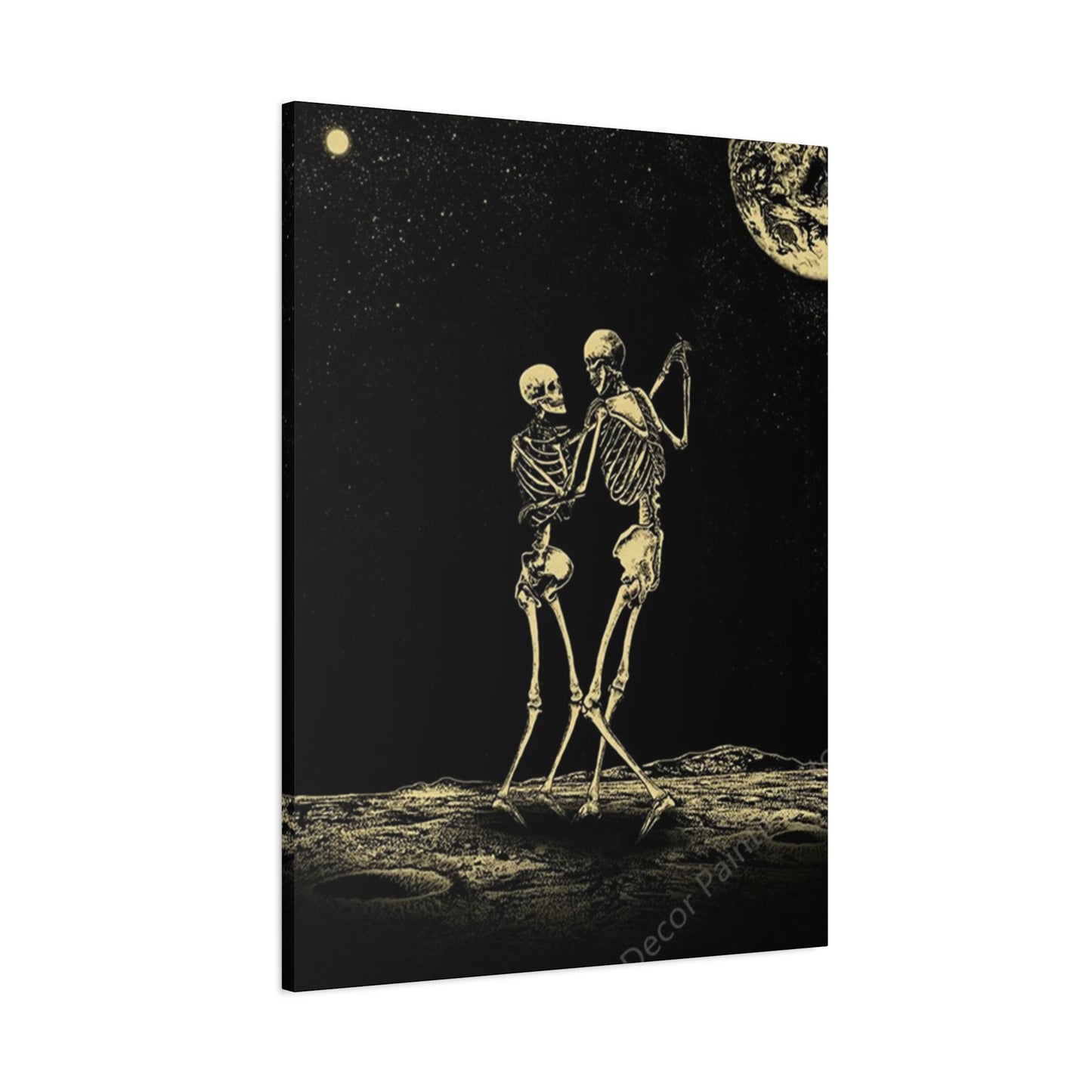 Dancing Skeleton On Moon Wall Art & Canvas Prints