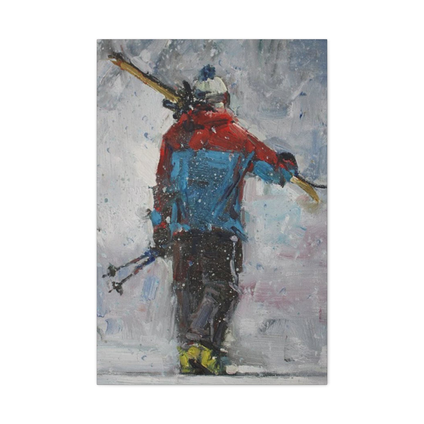 Skier With Ski Board Wall Art & Canvas Prints