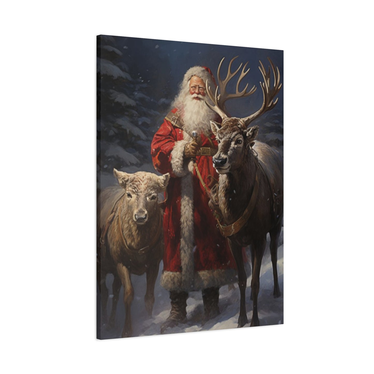 Santa Claus And Reindeer Wall Art & Canvas Prints