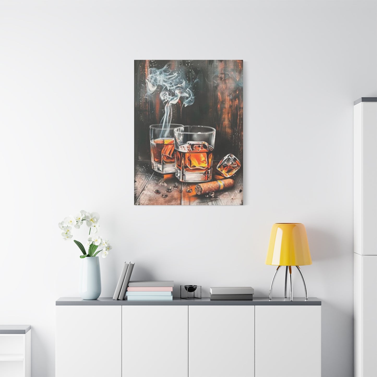 Whiskey And Cigar Painting Wall Art & Canvas Prints