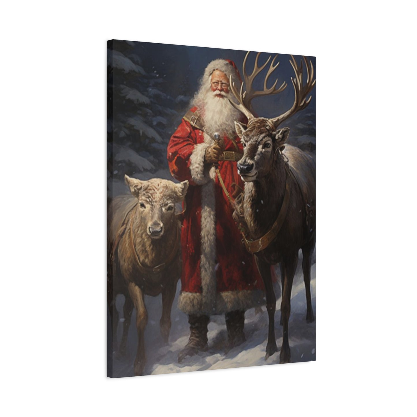 Santa Claus And Reindeer Wall Art & Canvas Prints