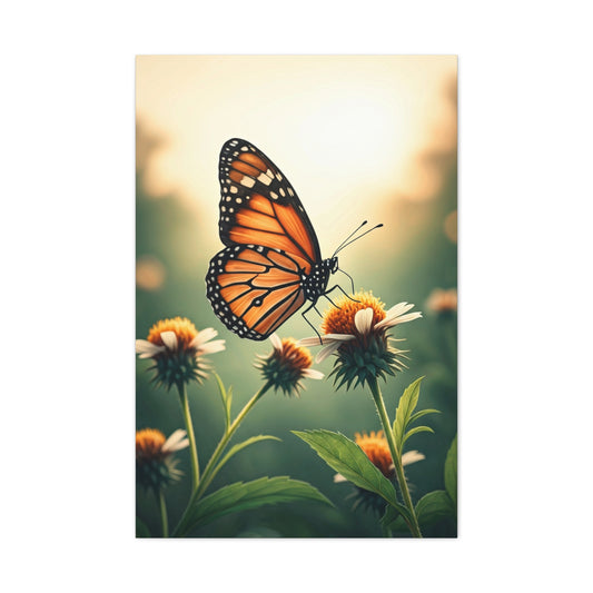 Monarch Butterfly On Wildflower Bloom Wall Art & Canvas Prints