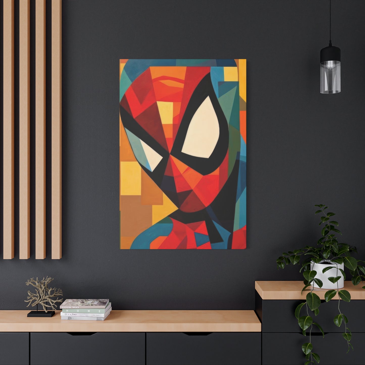 Spiderman Closeup Cubism Wall Art & Canvas Prints