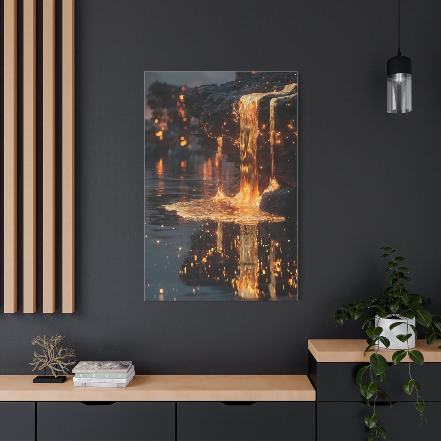 Molten Gold Waterfall Wall Art & Canvas Print