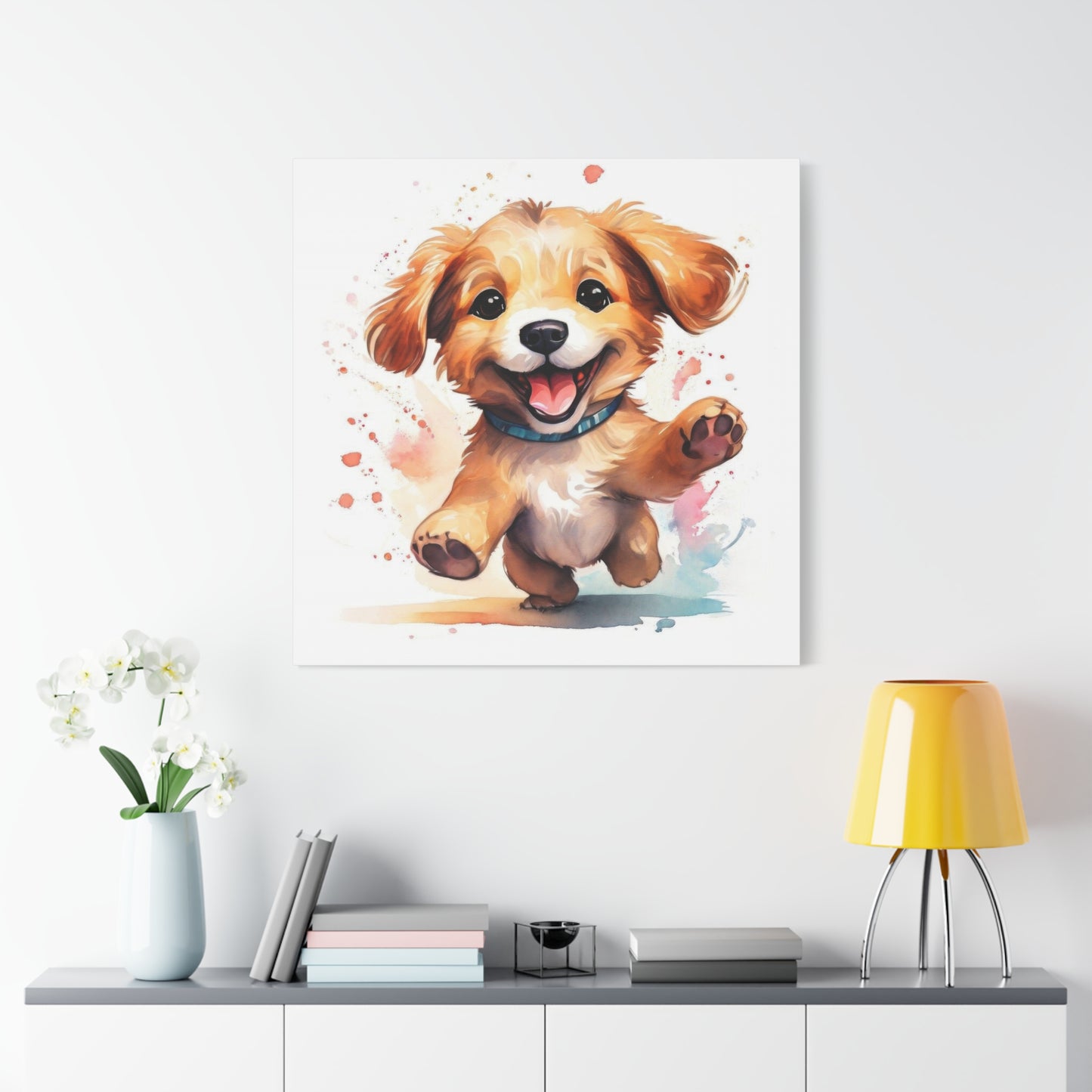 Happy Dancing Dog Puppy Wall Art & Canvas Prints