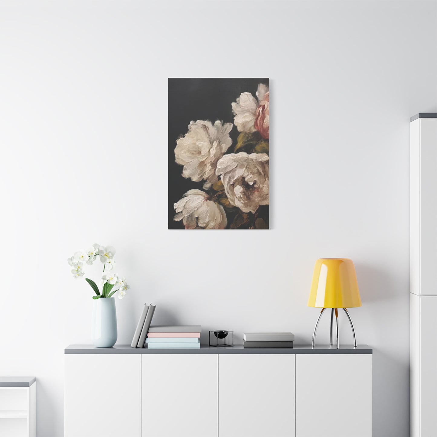 White Flower Dark Wall Art & Canvas Prints