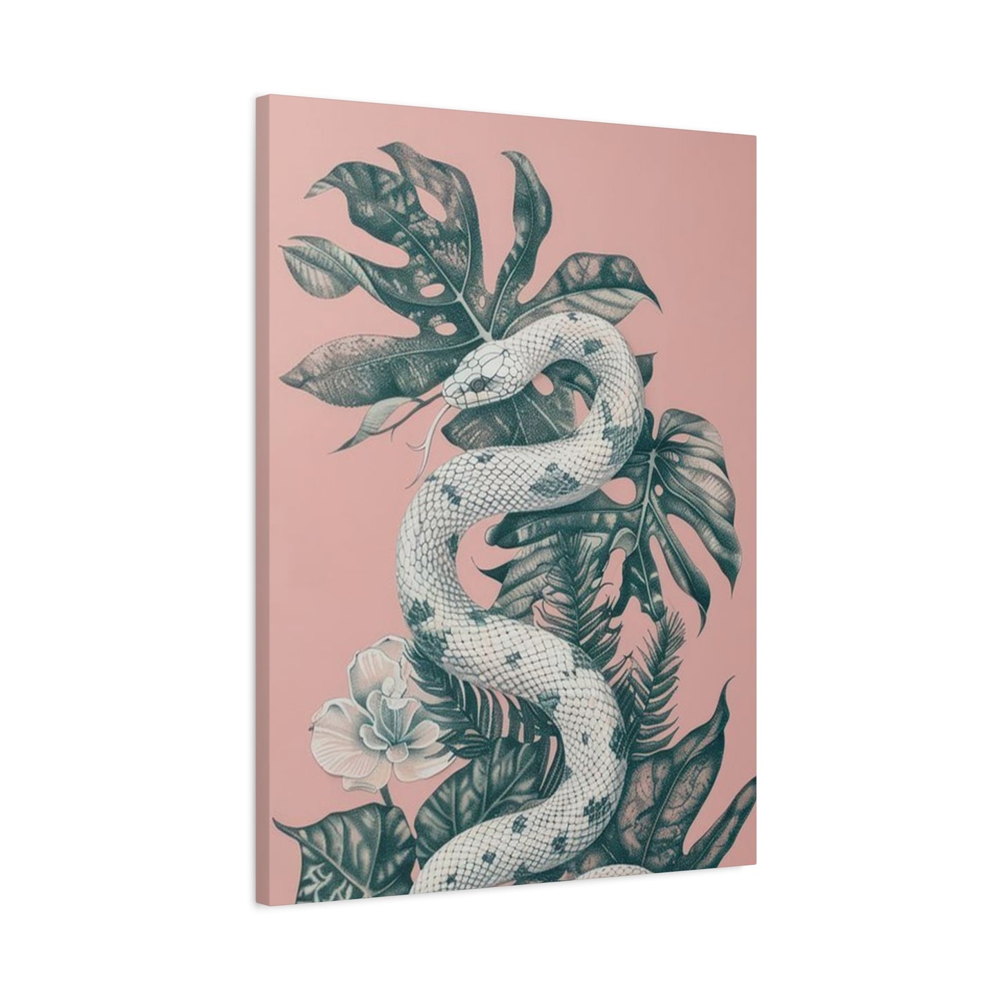 White Snake On Leaves Wall Art & Canvas Prints
