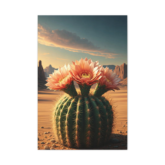Desert Bloom Barrel Cactus Landscape Wall Art & Canvas Prints
