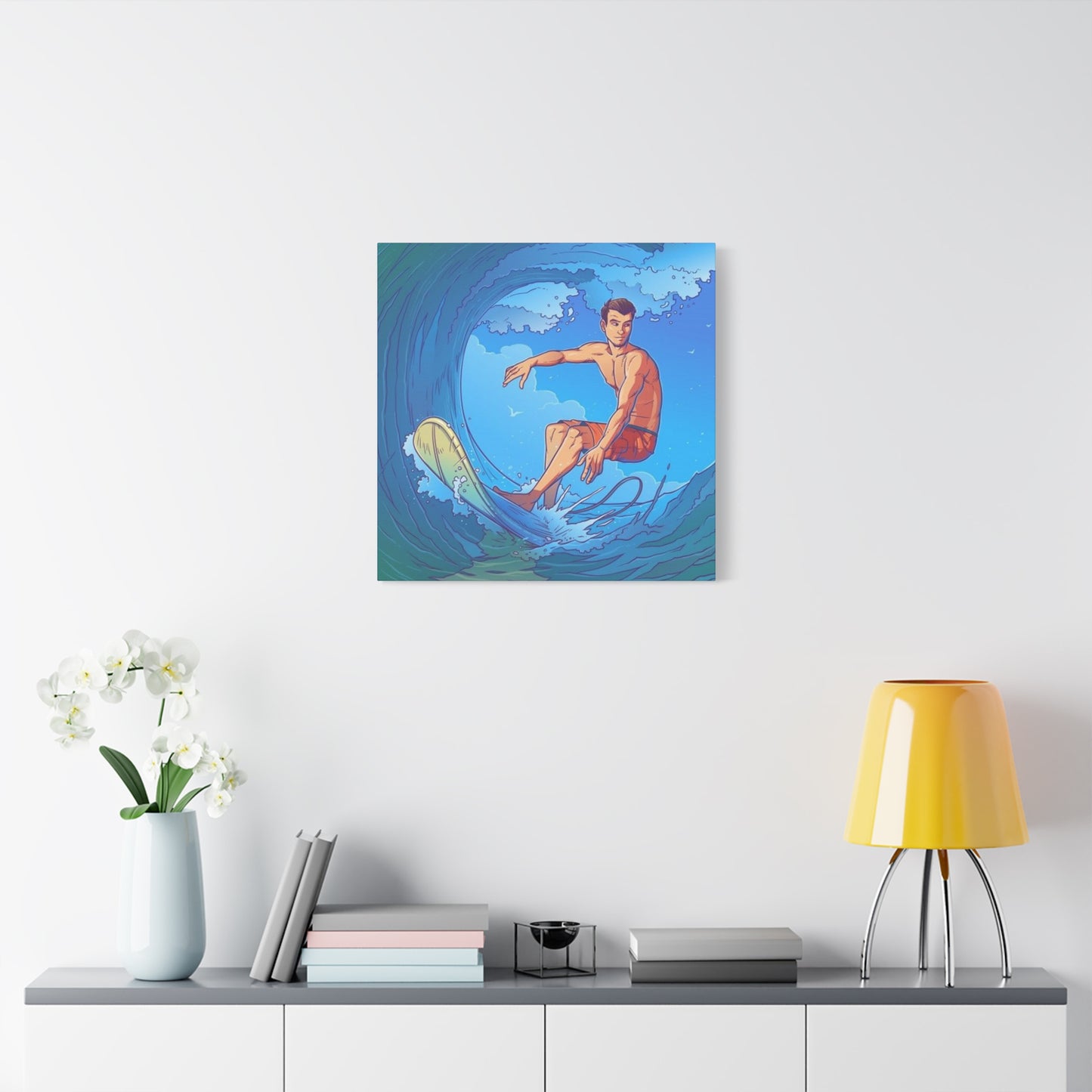 Wave Surfing Drawing Wall Art & Canvas Prints