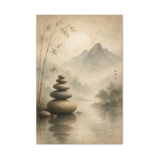 Zen Sacred Stone Landscape Wall Art & Canvas Print
