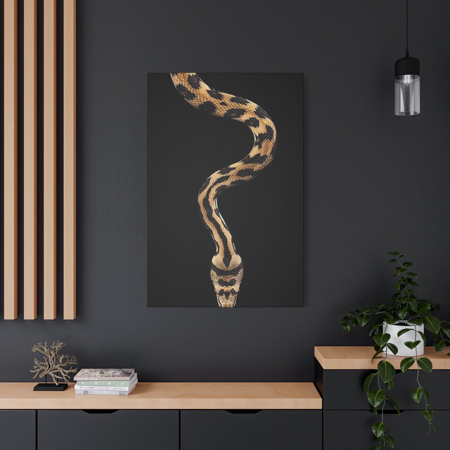 Snake On Black Poster Wall Art & Canvas Prints