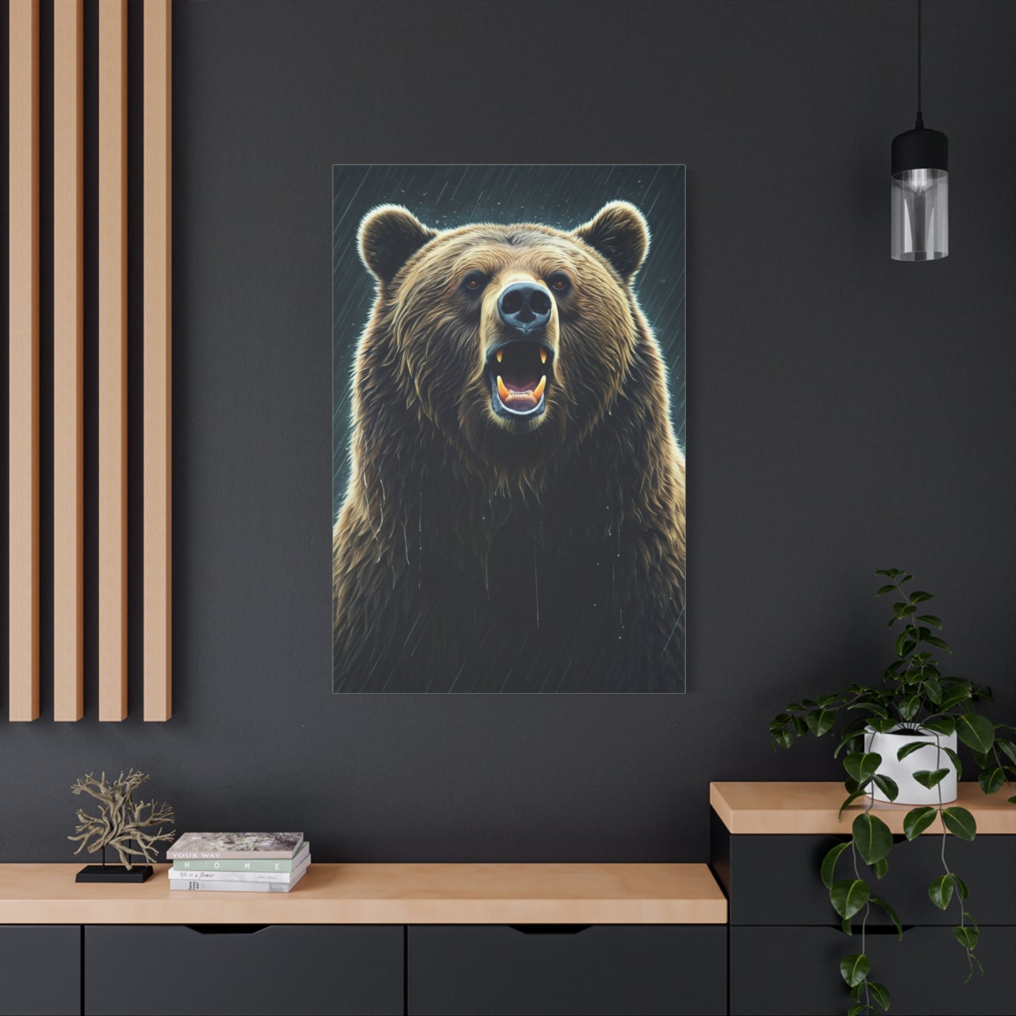 Roaring Brown Bear Portrait Wall Art & Canvas Prints