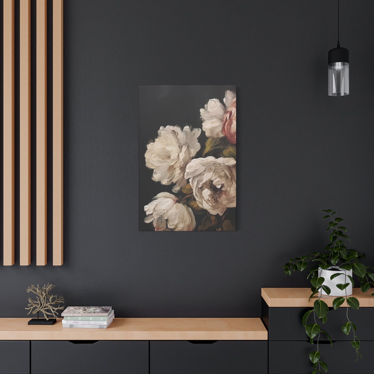 White Flower Dark Wall Art & Canvas Prints
