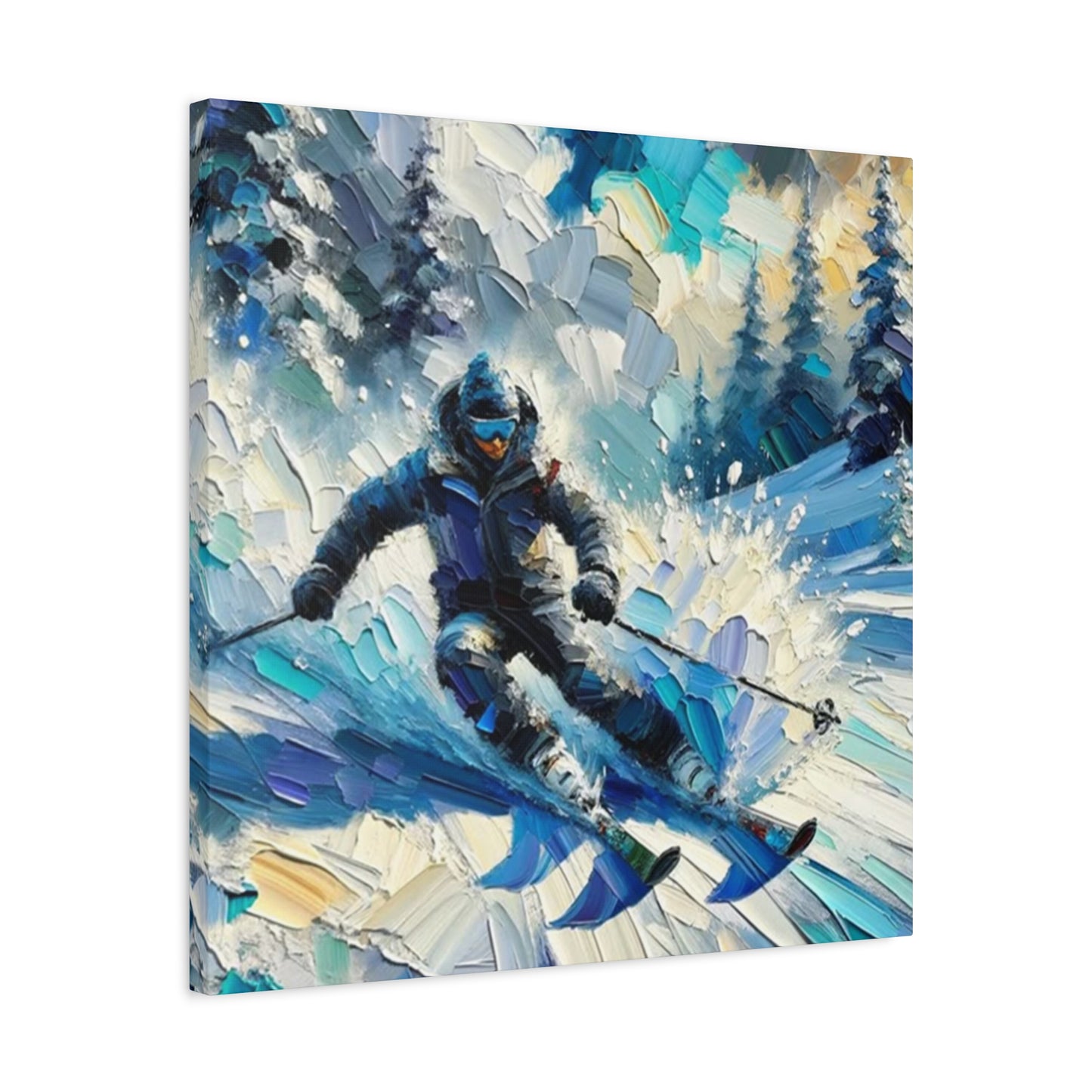 Skiing In Snow Mountains Painting Wall Art & Canvas Prints