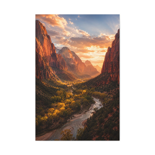 Zion Canyon Sunset Vista Southwest Wall Art & Canvas Print
