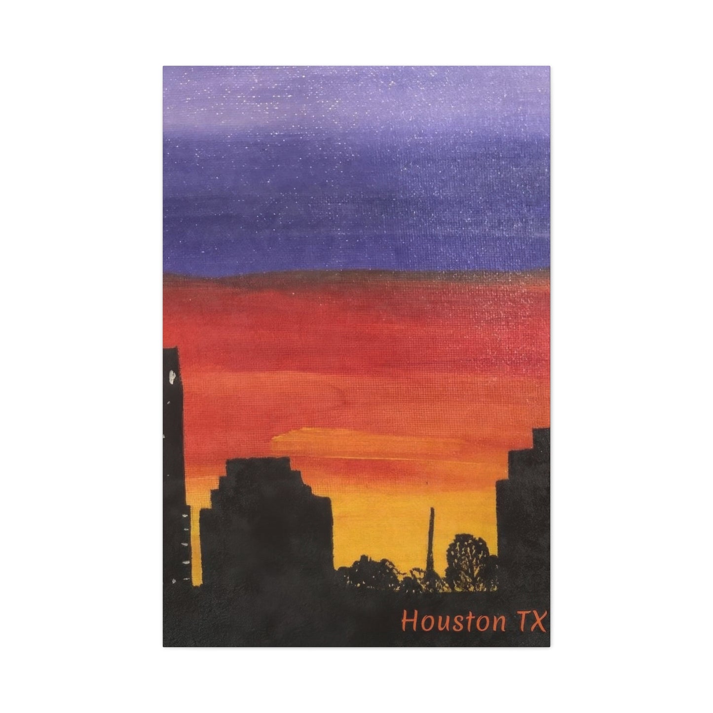 Houston Skyline Yellow Orange Violet Wall Art & Canvas Prints