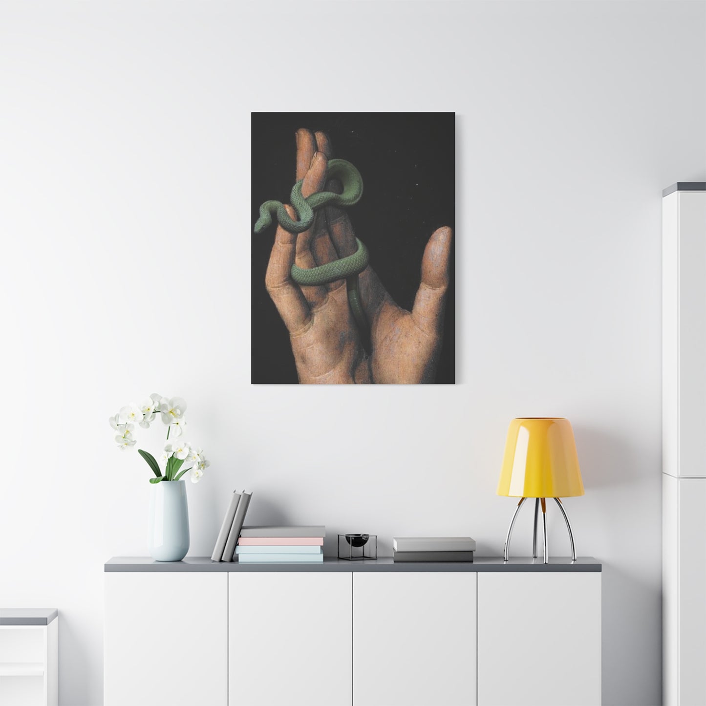 Snake On Hand Wall Art & Canvas Prints