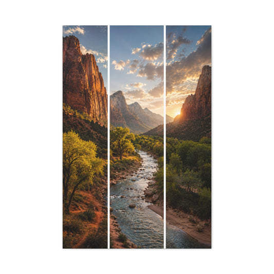 Zion Canyon Triptych Landscape Wall Art & Canvas Print