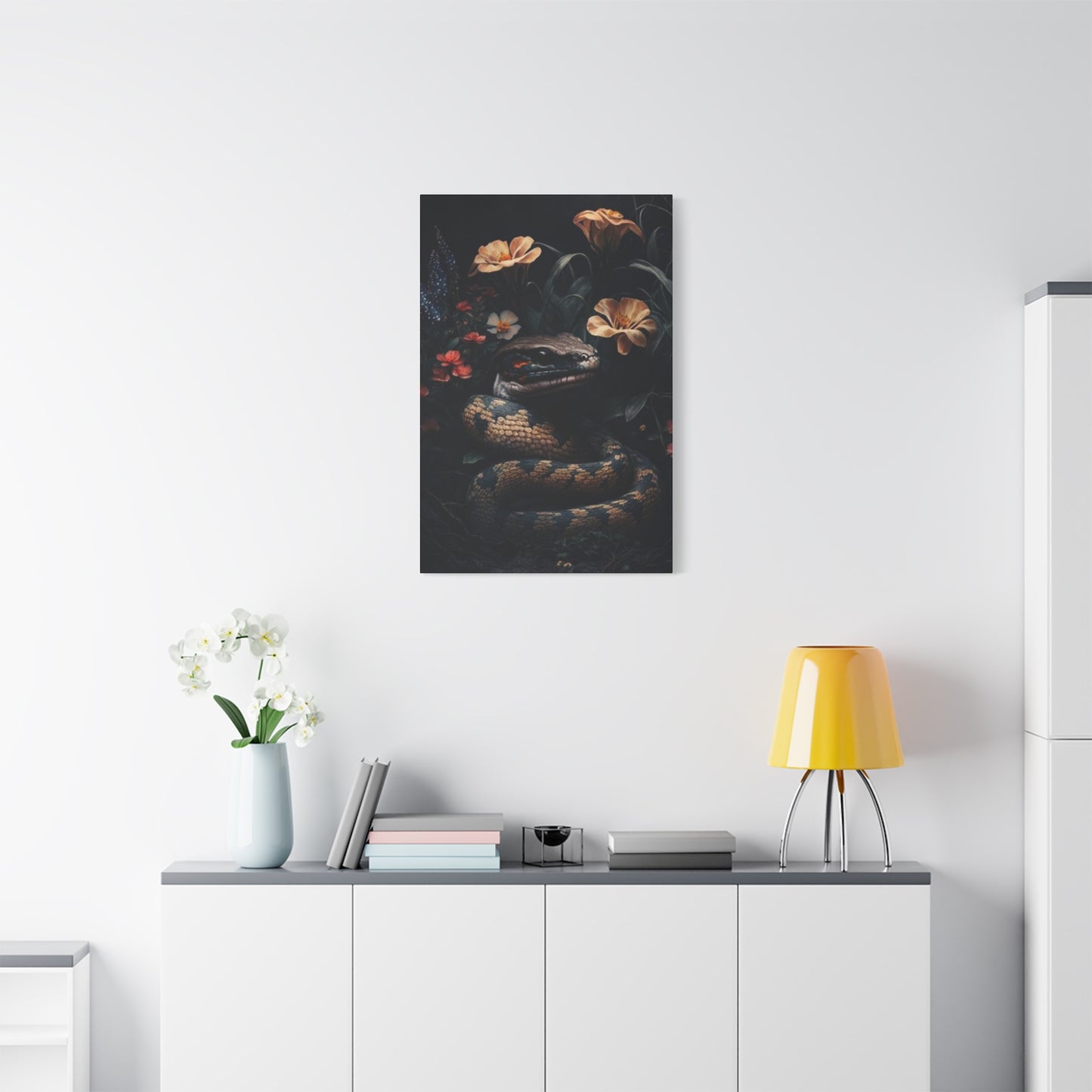 Snake With Flower Wall Art & Canvas Prints