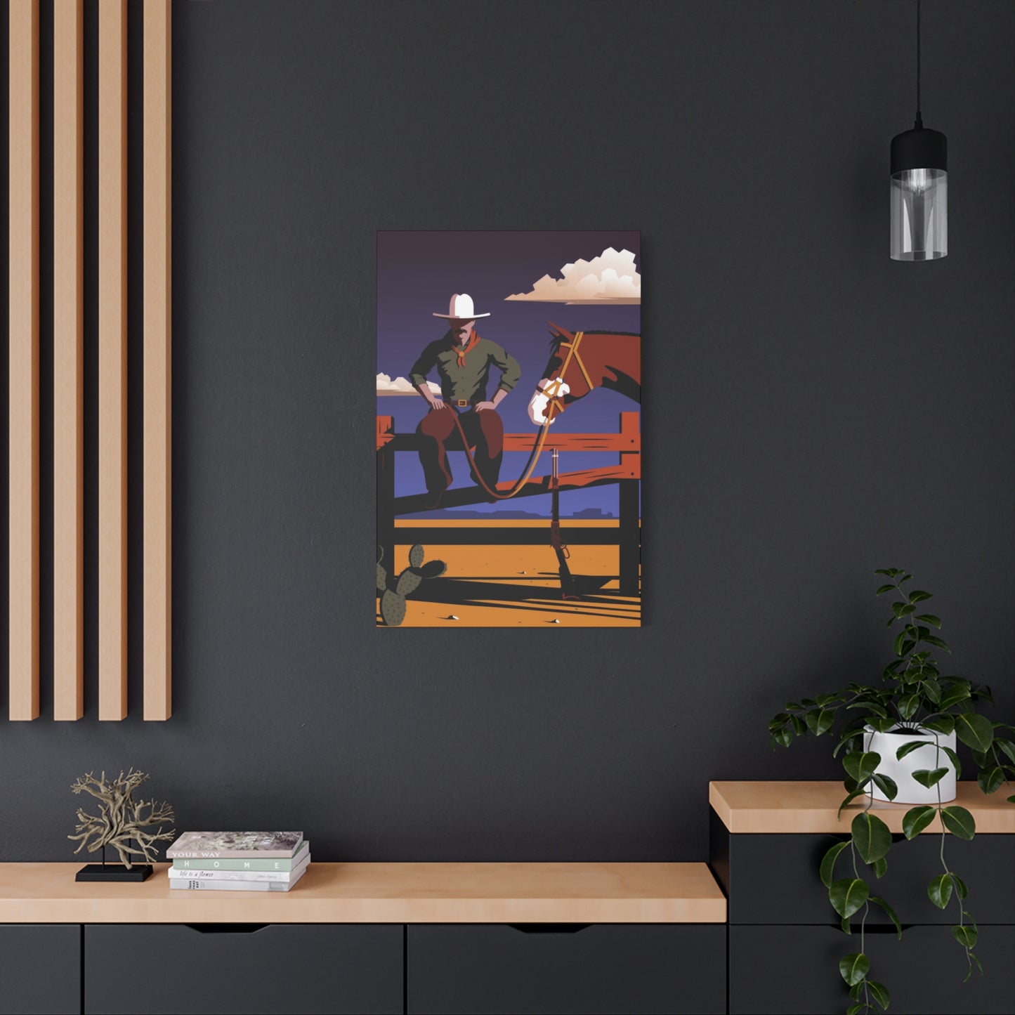 Horse Cowboy On Fence Wall Art & Canvas Prints